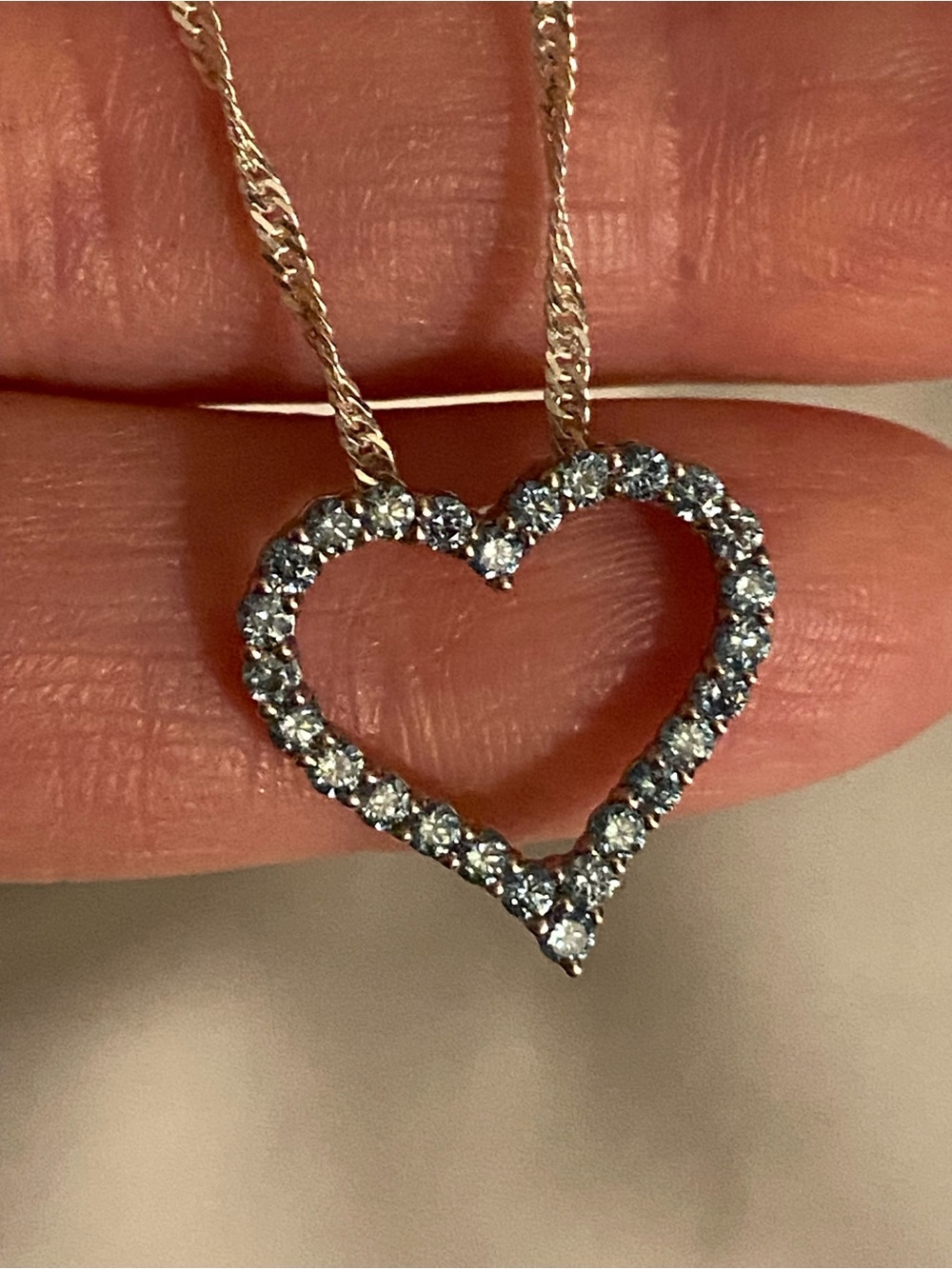 Prazana Lab grown .50k Blue diamond heart necklace w/ 18” adjustable chain